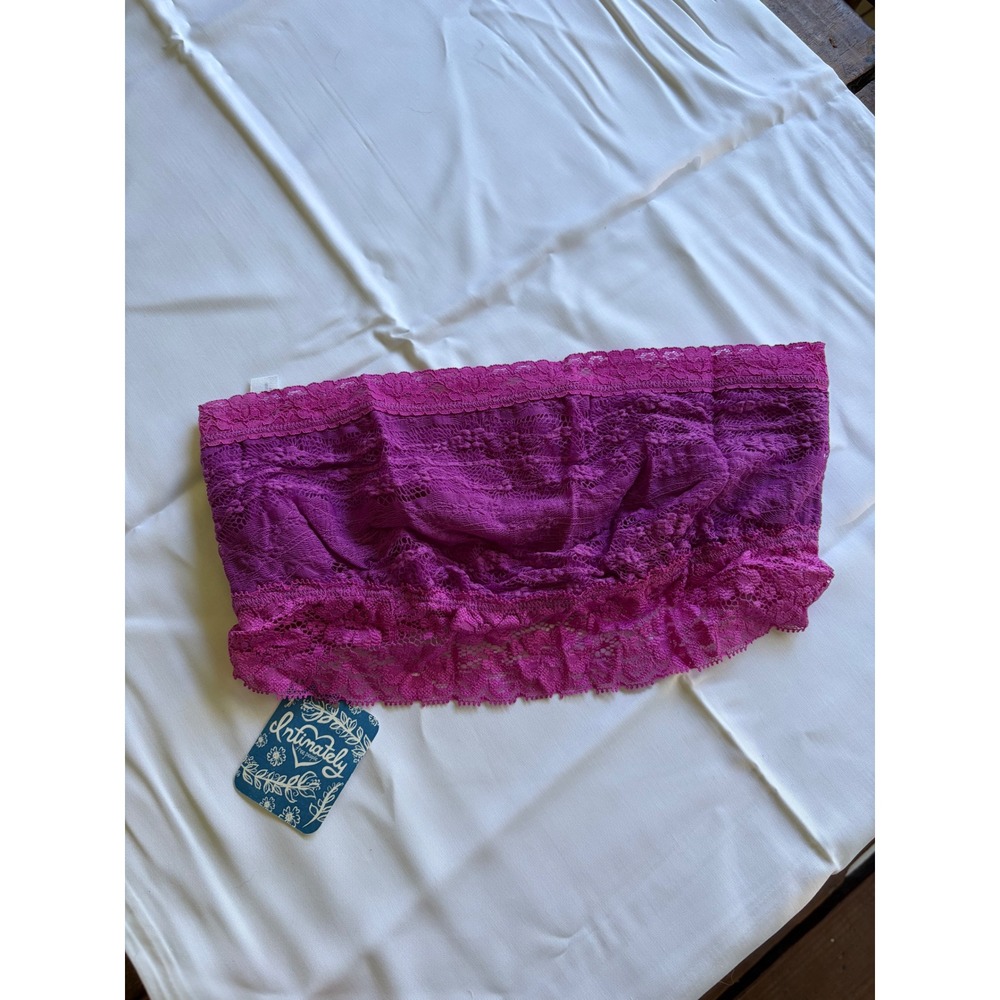 Intimately Free People Magenta Pink Floral Lace Bandeau Bra Strapless Small NWT